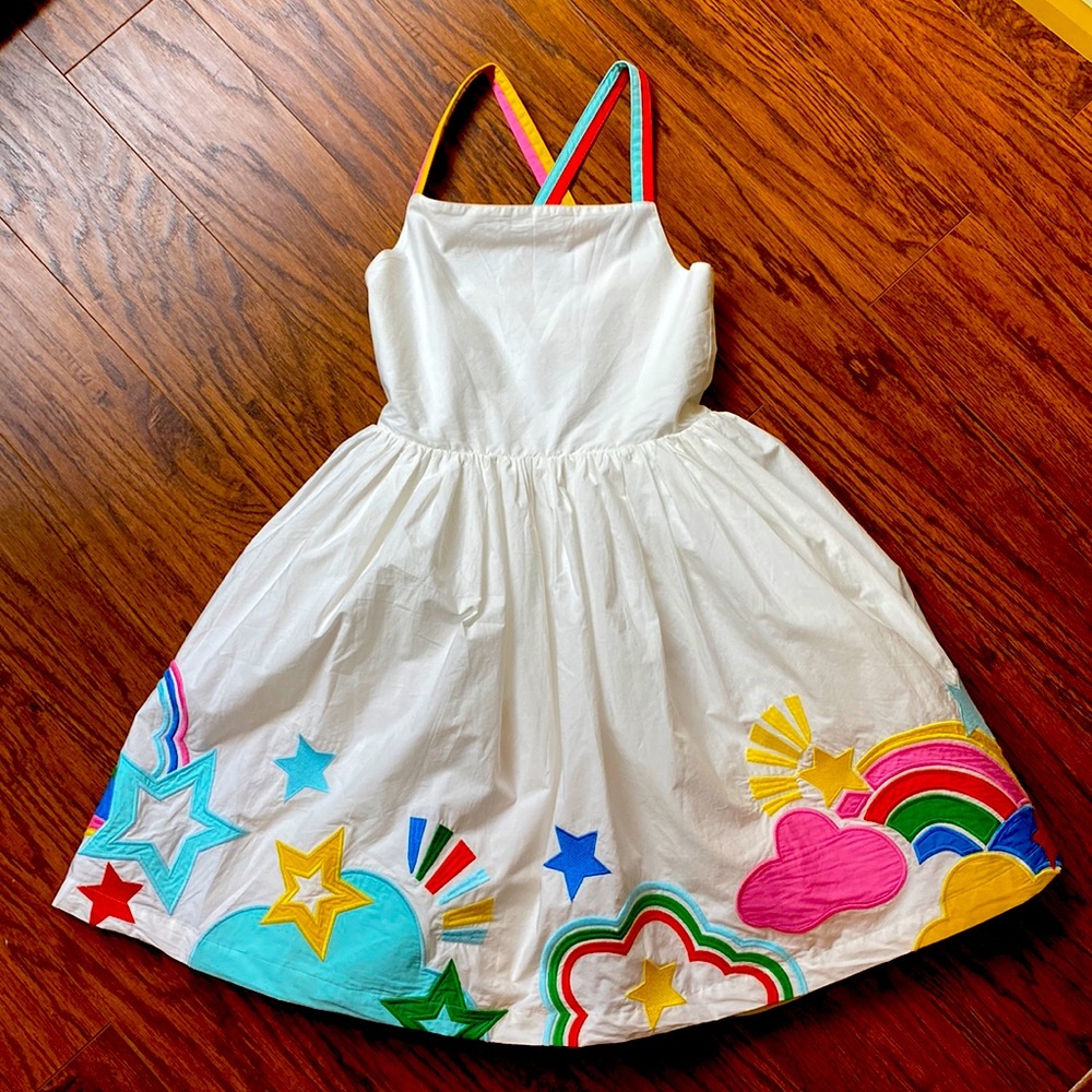 Mini Boden White Rainbow Dress Size 11/12, like new condition.  Worn once.